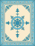 Light Blue Floral Medallion Patterned Rug