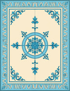 Light Blue Floral Medallion Patterned Rug