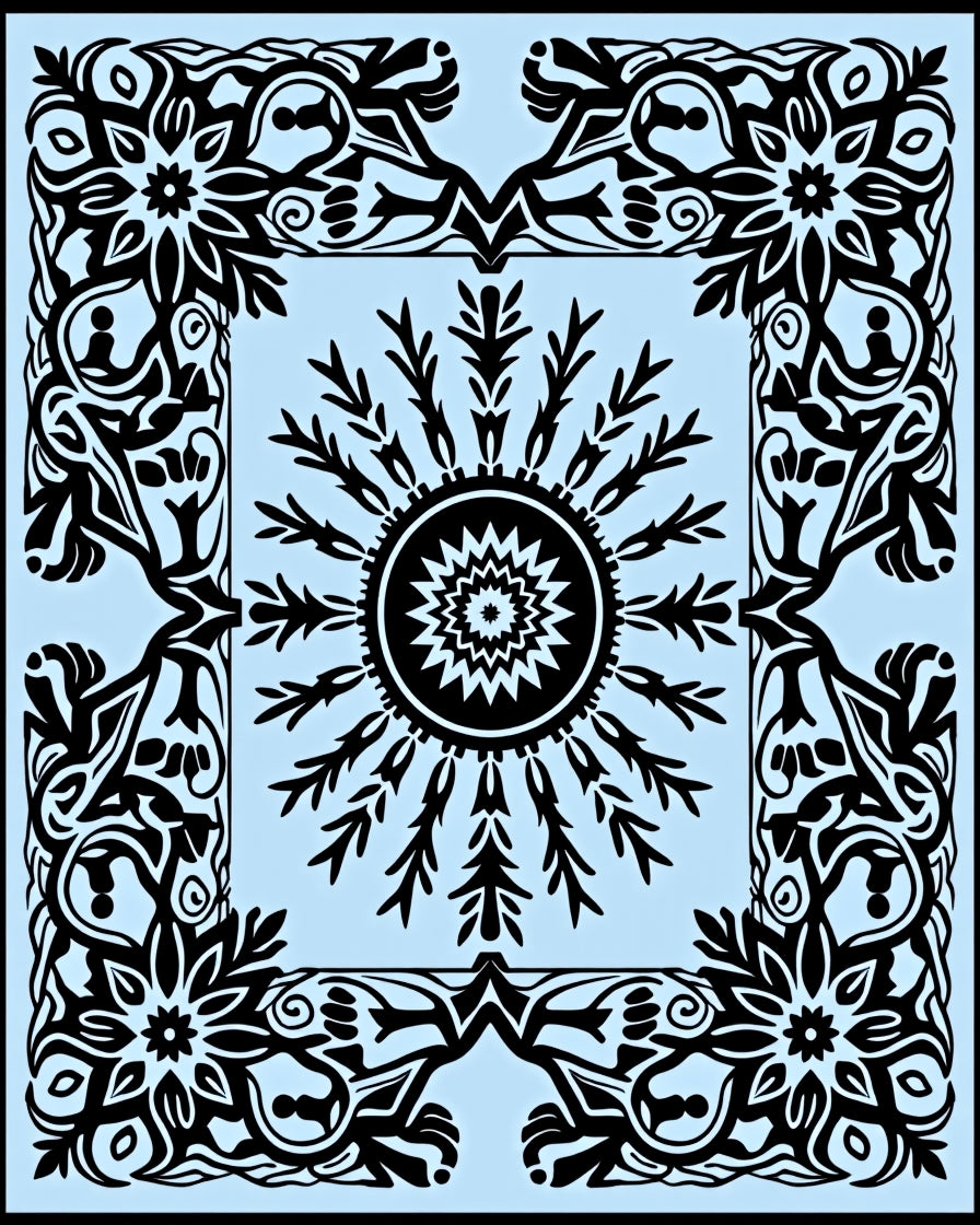 Ornate Floral Sun Pattern Design Rug
