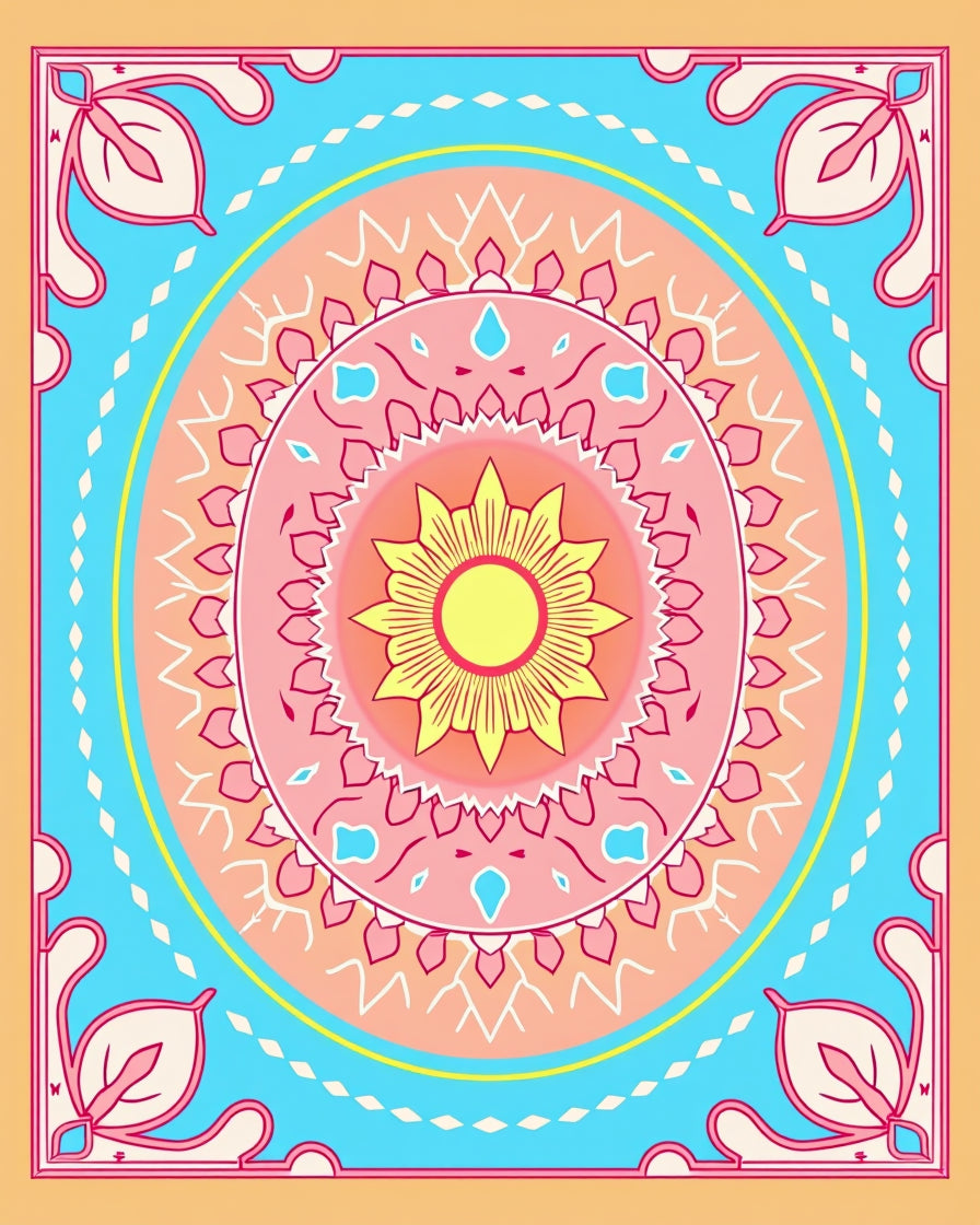 Sunny Mandala Vibrant Geometric Rug