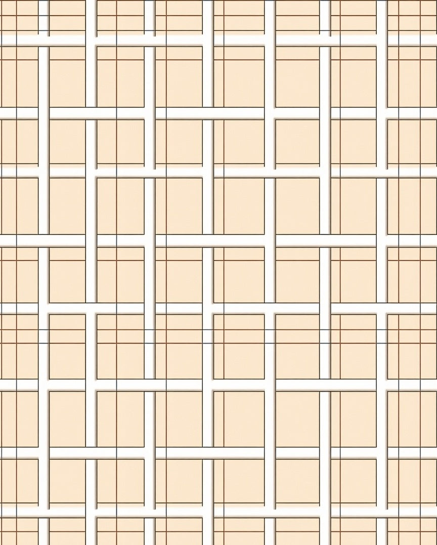 Cream White Geometric Grid Design Rug