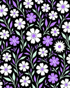 Purple White Floral Spring Pattern Rug