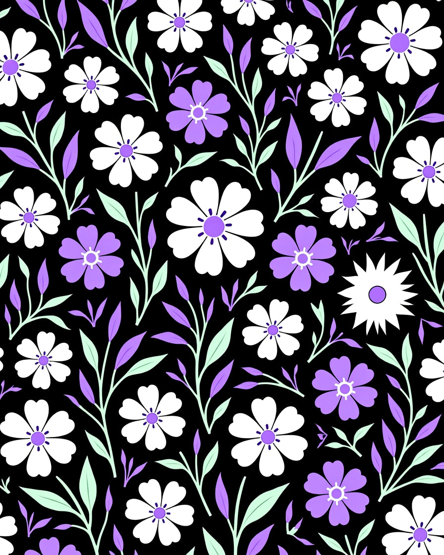 Purple White Floral Spring Pattern Rug