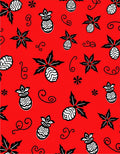 Red Pineapple Vine Black Print Rug