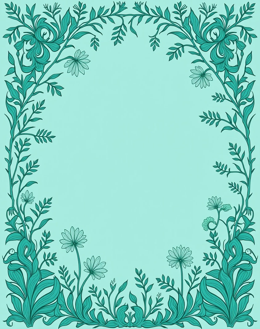 Aqua Art Nouveau Floral Vine Rug