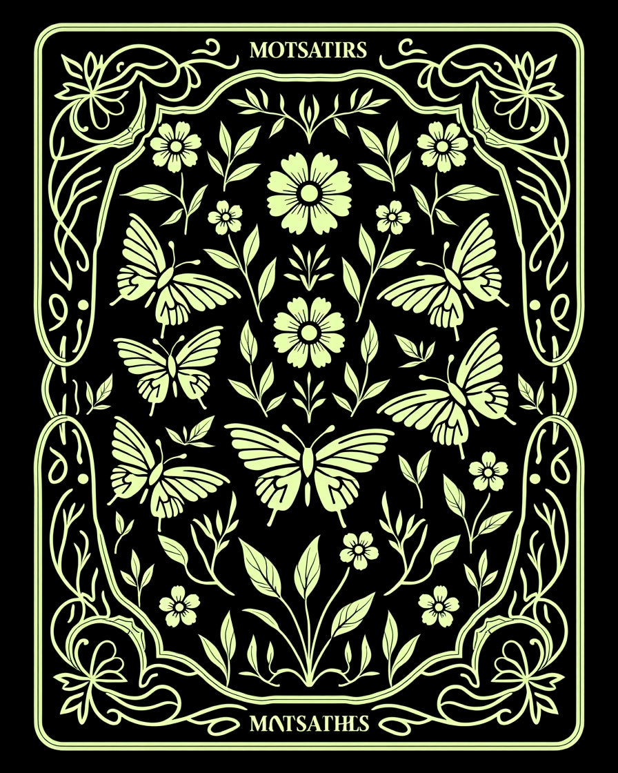 Light Green Butterfly Floral Art Nouveau Rug