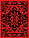Bold Red Black Floral Border Rug
