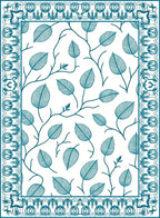 Teal Leaf Vine Border Design Rug