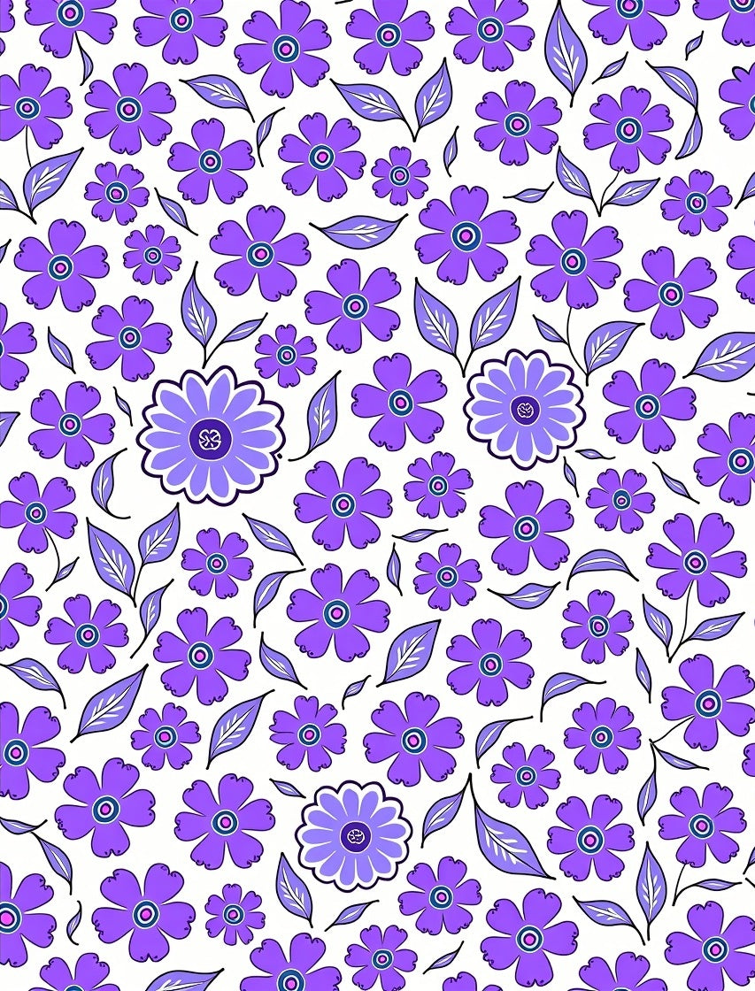 Purple Floral Whimsical Pattern Rug