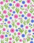 Playful Pink Blue Floral Pattern Rug
