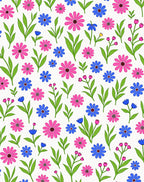 Playful Pink Blue Floral Pattern Rug