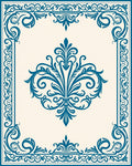 Vintage Blue Arabesque Damask Rug