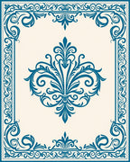 Vintage Blue Arabesque Damask Rug