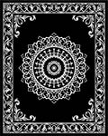 Black White Mandala Patterned Frame Rug
