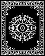 Black White Mandala Patterned Frame Rug