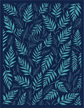 Tropical Leaf Pattern on Navy Background Rug