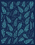 Tropical Leaf Pattern on Navy Background Rug