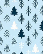 Winter Forest Pattern with Snowflakes Rug