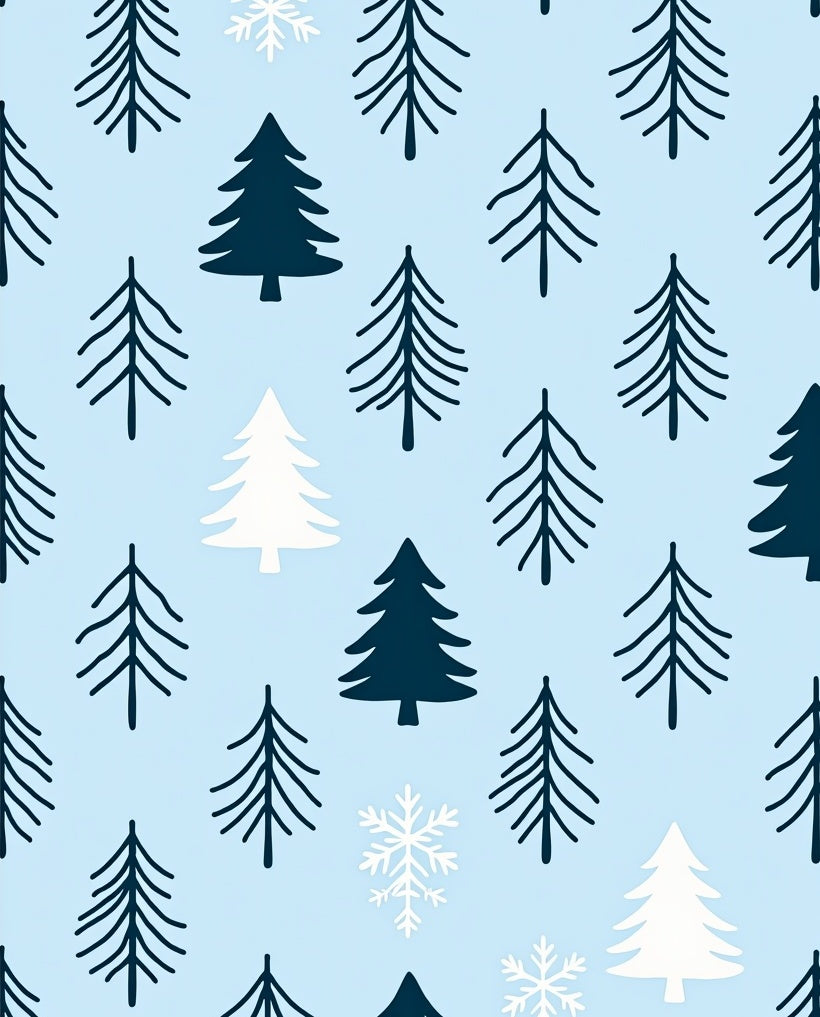 Winter Forest Pattern with Snowflakes Rug