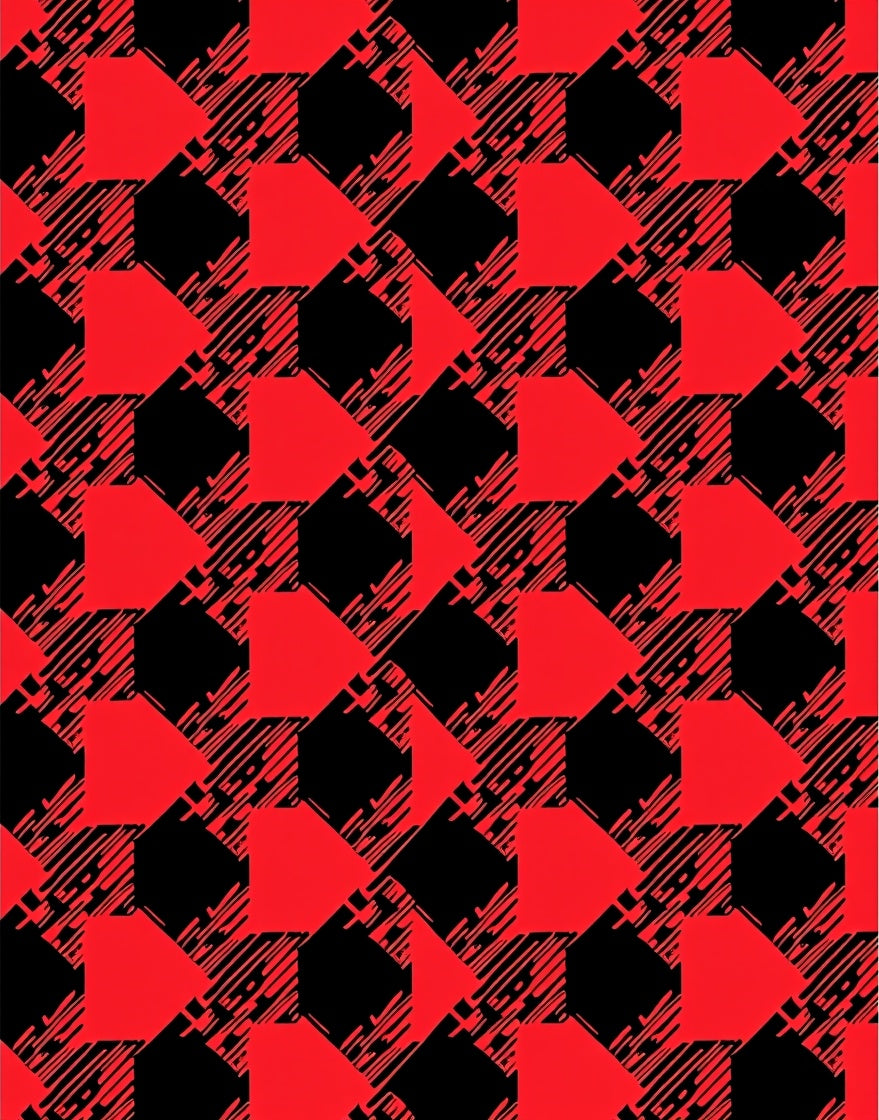 Bold Red and Black Geometric Design Rug
