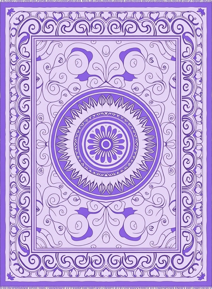 Violet Floral Medallion Border Rug