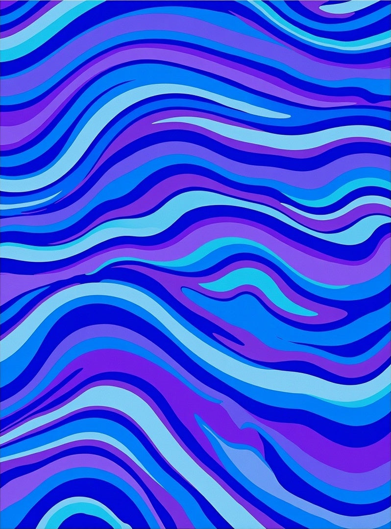 Surreal Wavy Blue Purple Design Rug