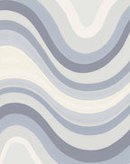 Cool Tone Wavy Stripe Design Rug