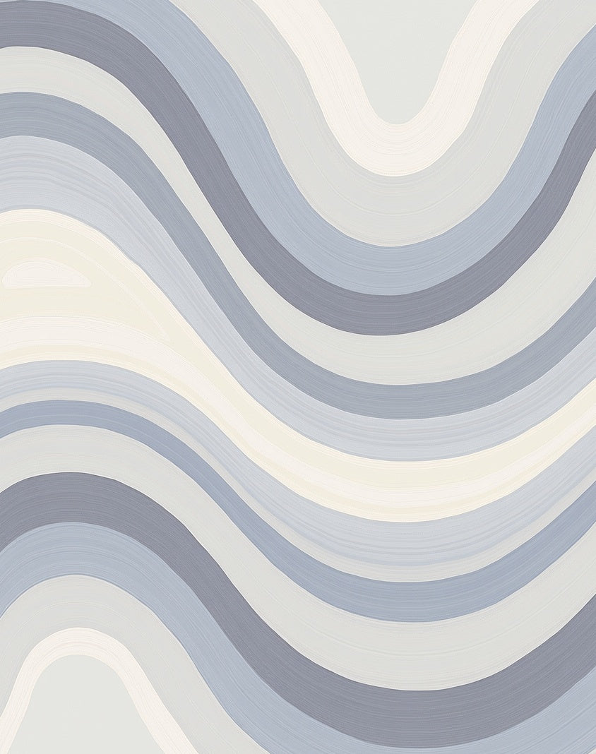 Cool Tone Wavy Stripe Design Rug
