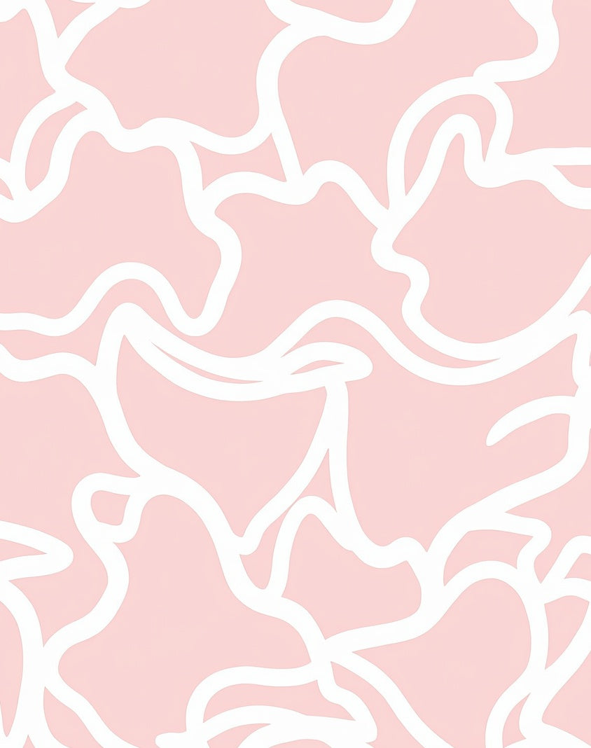 Soft Pink Outline Abstract Pattern Rug