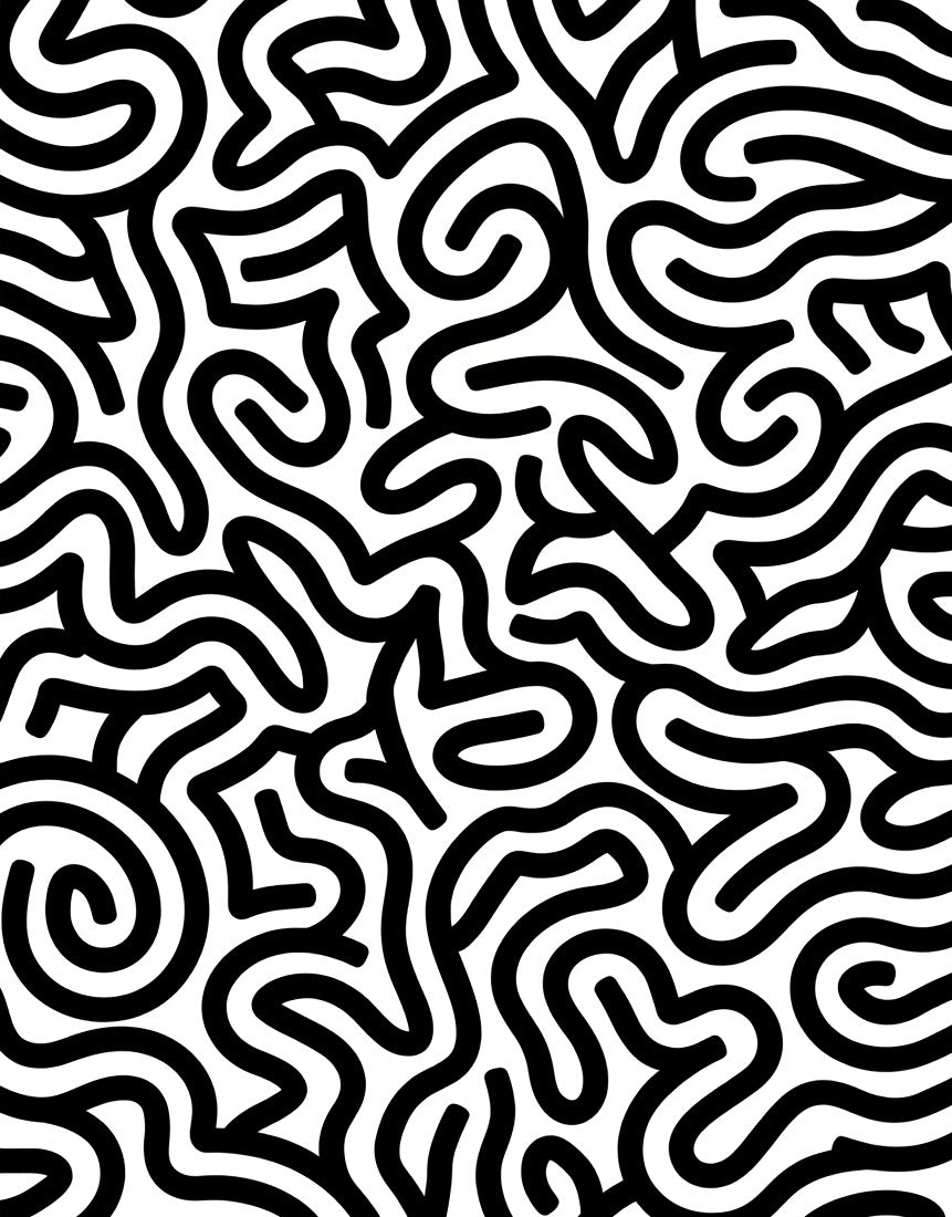 Abstract Black White Line Design Rug