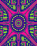 Vibrant Pink Blue Green Mandala Kaleidoscope Rug