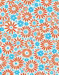 Bright Orange Blue Floral Pattern Rug