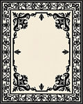 Black And White Ornate Floral Border Rug