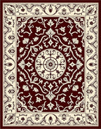Dark Red Floral Medallion Pattern Rug