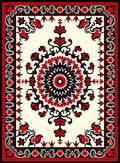 Intricate Red Black Mandala Floral Rug