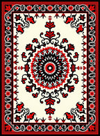 Intricate Red Black Mandala Floral Rug