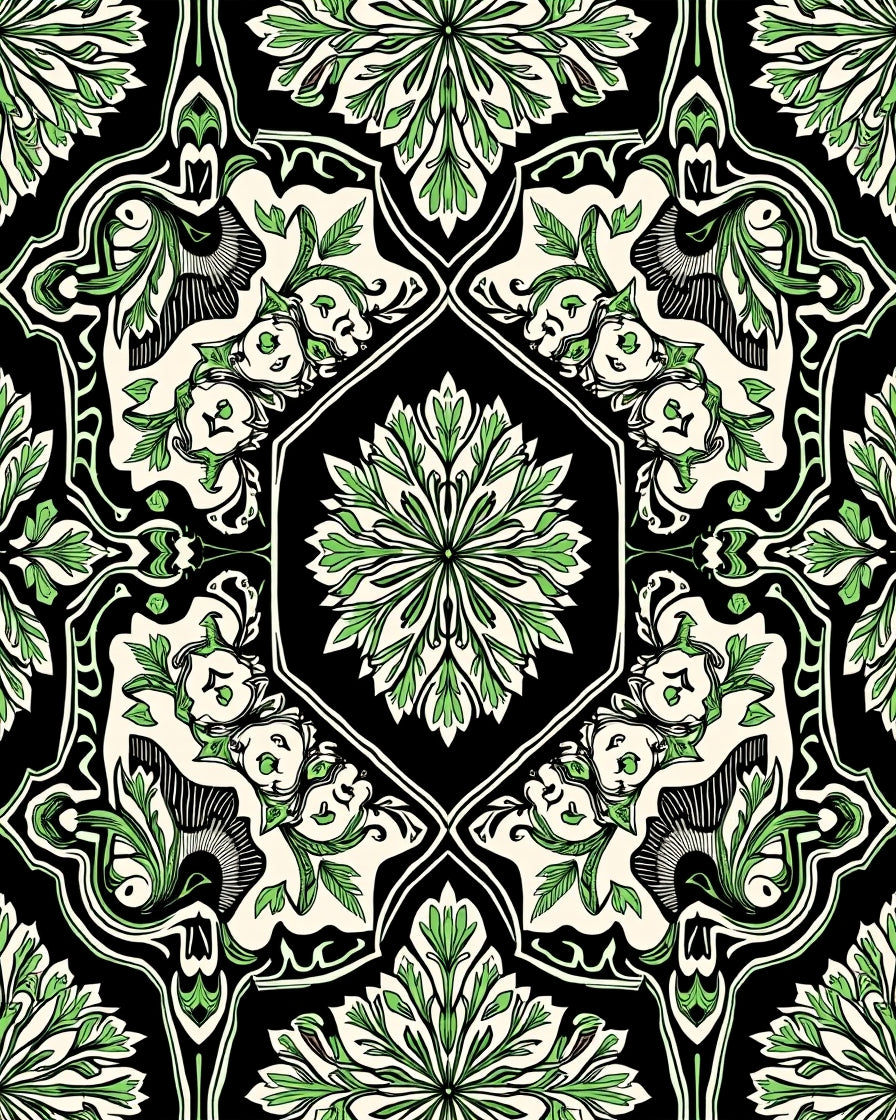 Verdant Vintage Floral Symmetry Pattern Rug