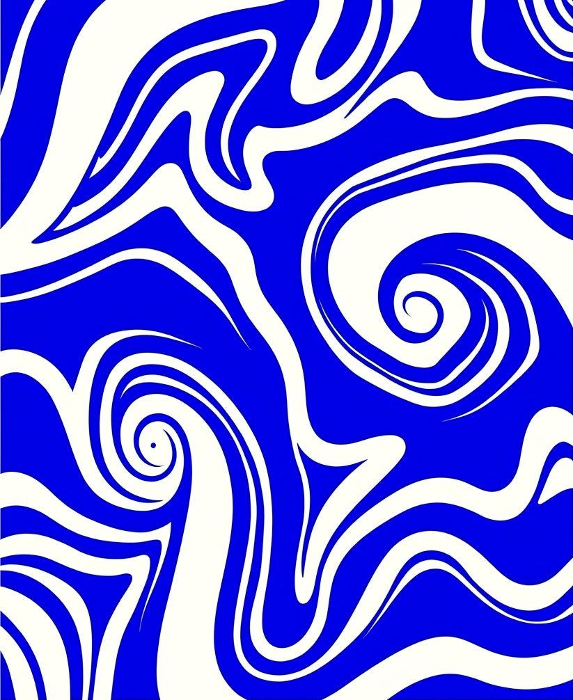 Electric Blue Swirl Pattern Rug