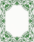 Green Floral Swirls Border Rug