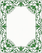 Green Floral Swirls Border Rug