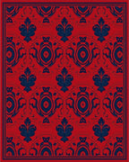 Red and Navy Floral Damask Design Rug