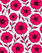 Bold Magenta Floral Pattern Rug
