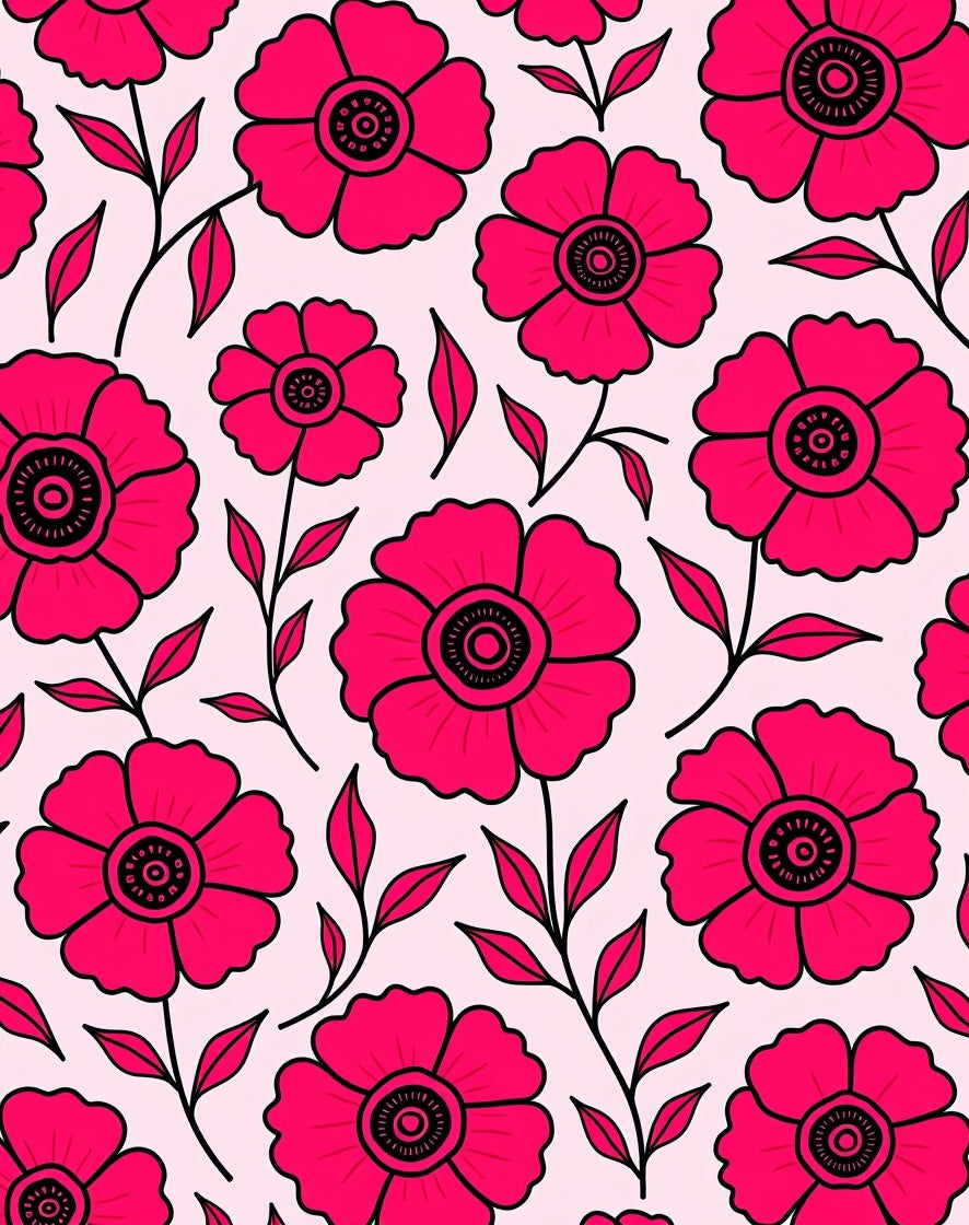 Bold Magenta Floral Pattern Rug