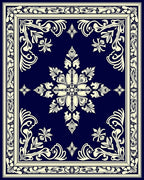 Ornate Floral Medallion Border Design Rug