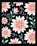 Bold Floral Pattern on Black Background Rug