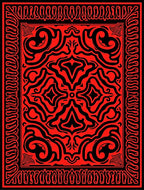 Bold Red Black Intricate Pattern Rug