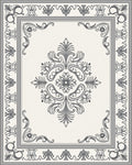 Ornate Floral Scrollwork Gray Rug