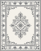Ornate Floral Scrollwork Gray Rug