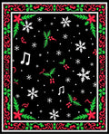 Festive Black Red Green Snowflake And Music Notes Rug