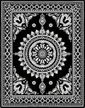 Classic Black White Floral Medallion Rug